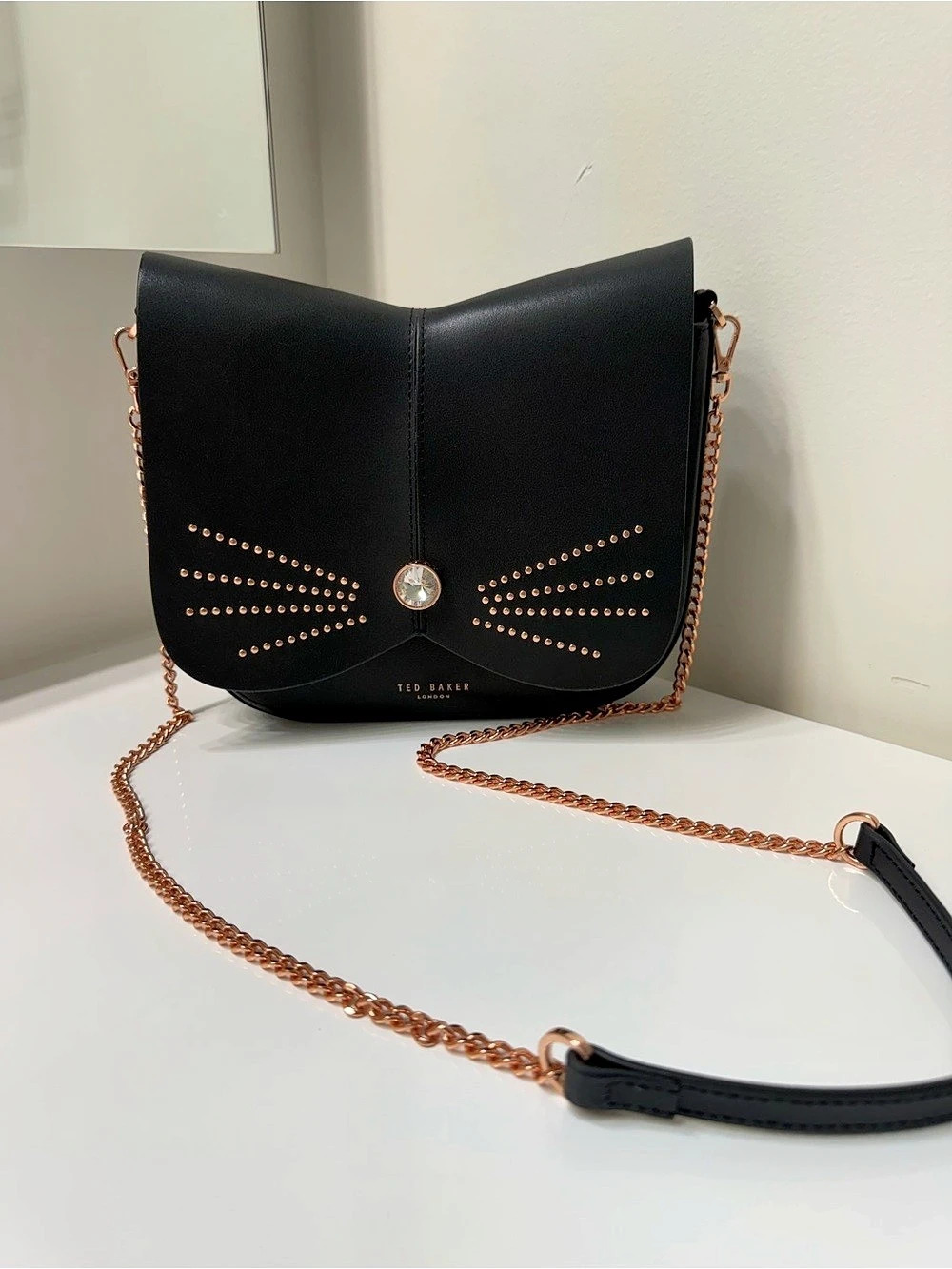 Ted Baker London Chriiss Leather Studded Cat Crossbody Bag Polished stud whiske